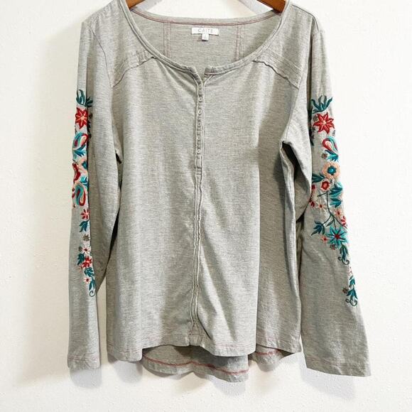 Grey floral embroidered long sleeve - Picture 1 of 6